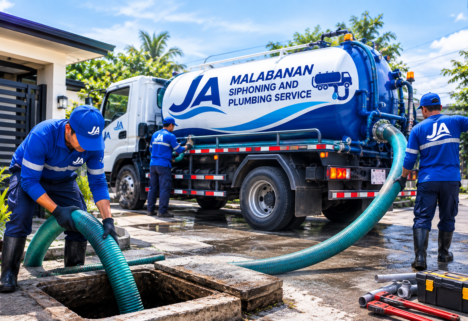 Malabanan siphoning truck on a service call